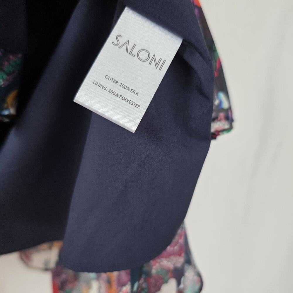 Saloni Tilly Abstract Multicolor Ruffle Silk Mini Dress 0 Whimsy Avant-garde - Picture 9 of 10